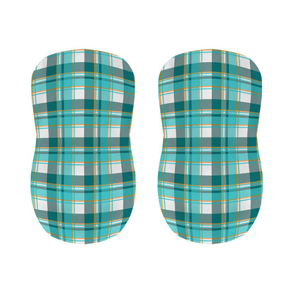 Teal Madras Pattern Print Bar Stool Covers