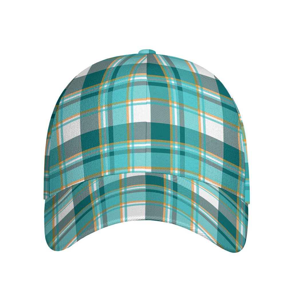 Teal Madras Pattern Print Baseball Cap