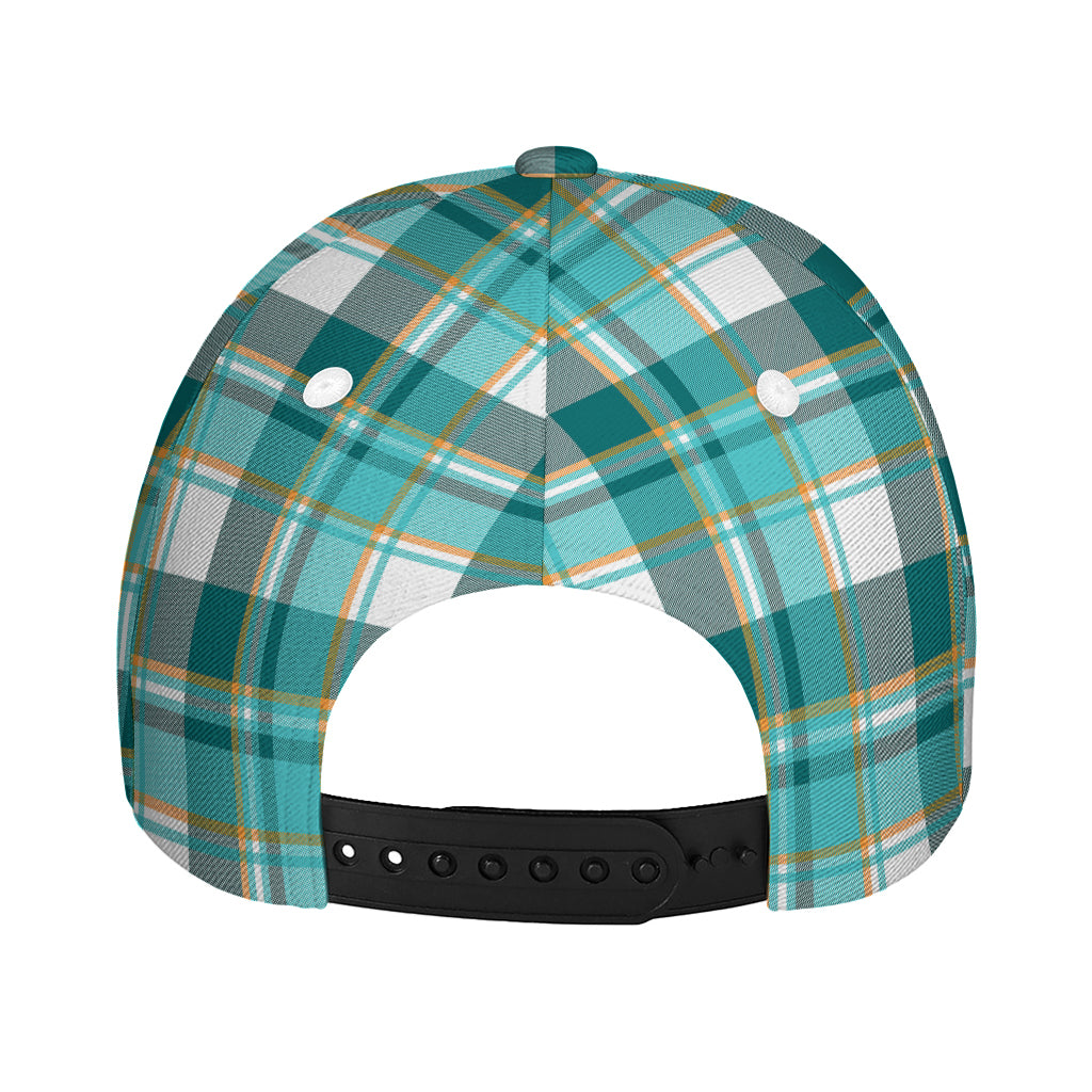 Teal Madras Pattern Print Baseball Cap