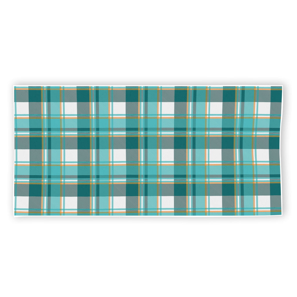 Teal Madras Pattern Print Beach Towel