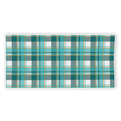 Teal Madras Pattern Print Beach Towel