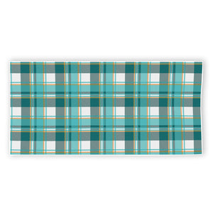 Teal Madras Pattern Print Beach Towel