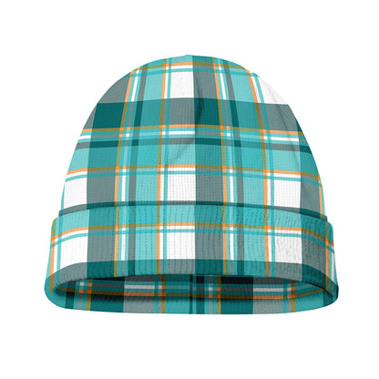 Teal Madras Pattern Print Beanie