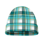 Teal Madras Pattern Print Beanie
