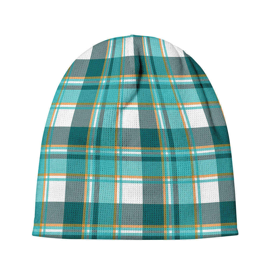 Teal Madras Pattern Print Beanie