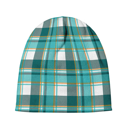 Teal Madras Pattern Print Beanie
