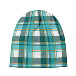 Teal Madras Pattern Print Beanie