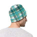 Teal Madras Pattern Print Beanie