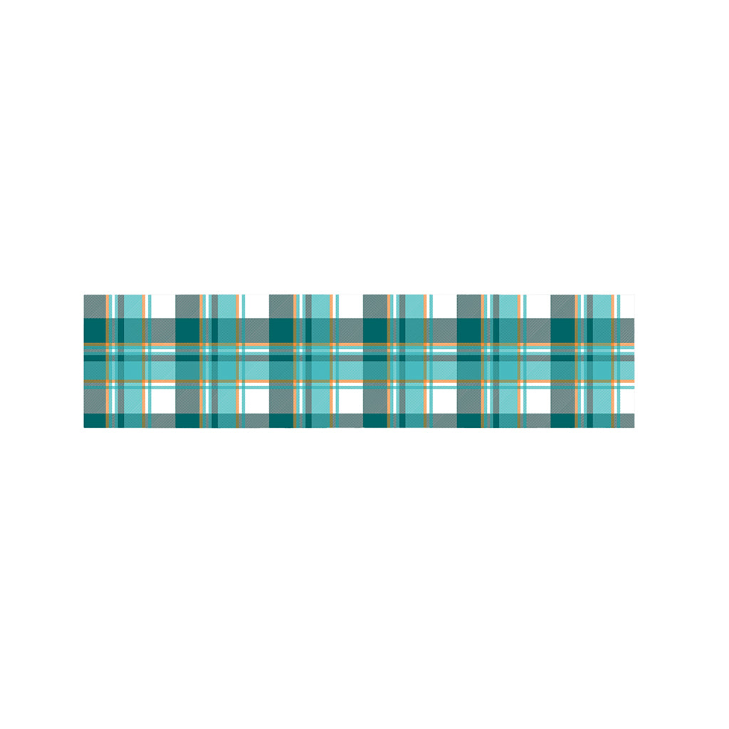 Teal Madras Pattern Print Bed Runner