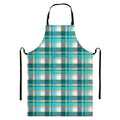 Teal Madras Pattern Print Bib Apron With Pocket