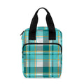 Teal Madras Pattern Print Bible Tote Bag
