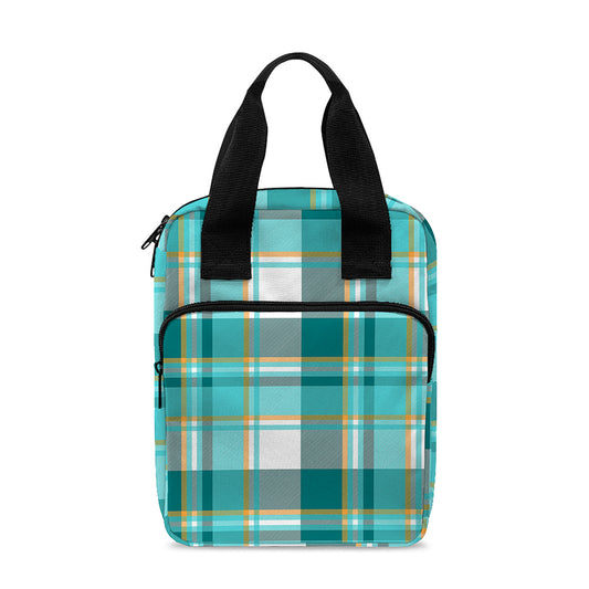 Teal Madras Pattern Print Bible Tote Bag