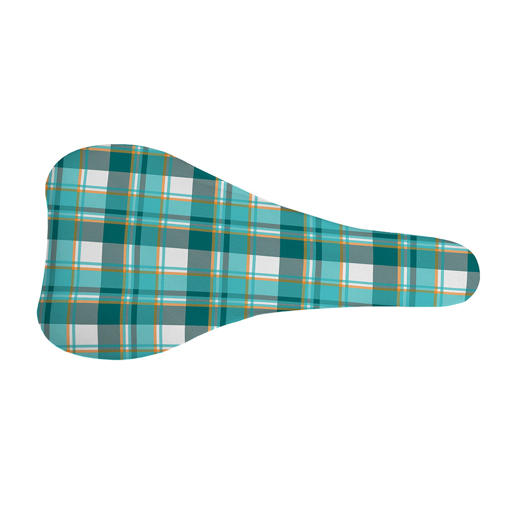 Teal Madras Pattern Print Bicycle Seat Cover