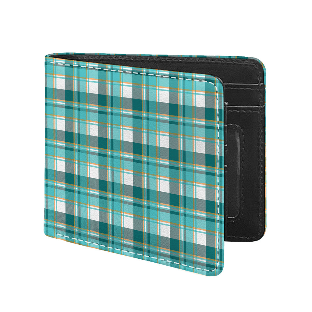 Teal Madras Pattern Print Bifold Wallet