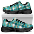 Teal Madras Pattern Print Black Chunky Shoes