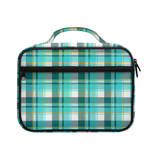 Teal Madras Pattern Print Briefcase Bible Bag
