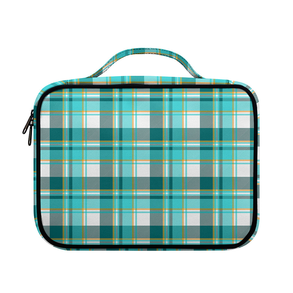 Teal Madras Pattern Print Briefcase Bible Bag