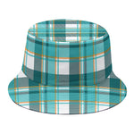 Teal Madras Pattern Print Bucket Hat