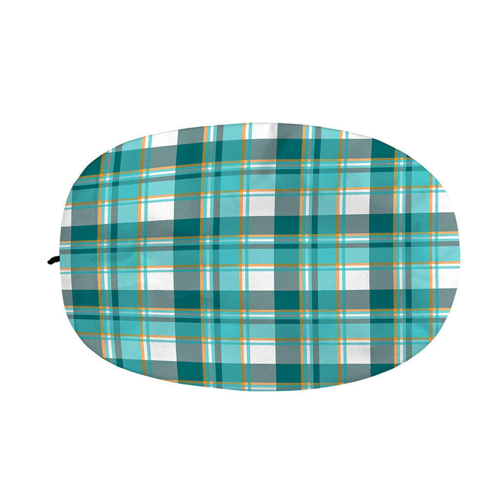 Teal Madras Pattern Print Car Side Mirror Covers