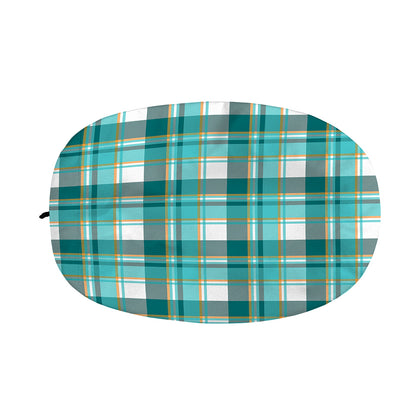 Teal Madras Pattern Print Car Side Mirror Covers