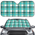 Teal Madras Pattern Print Car Windshield Sun Shade