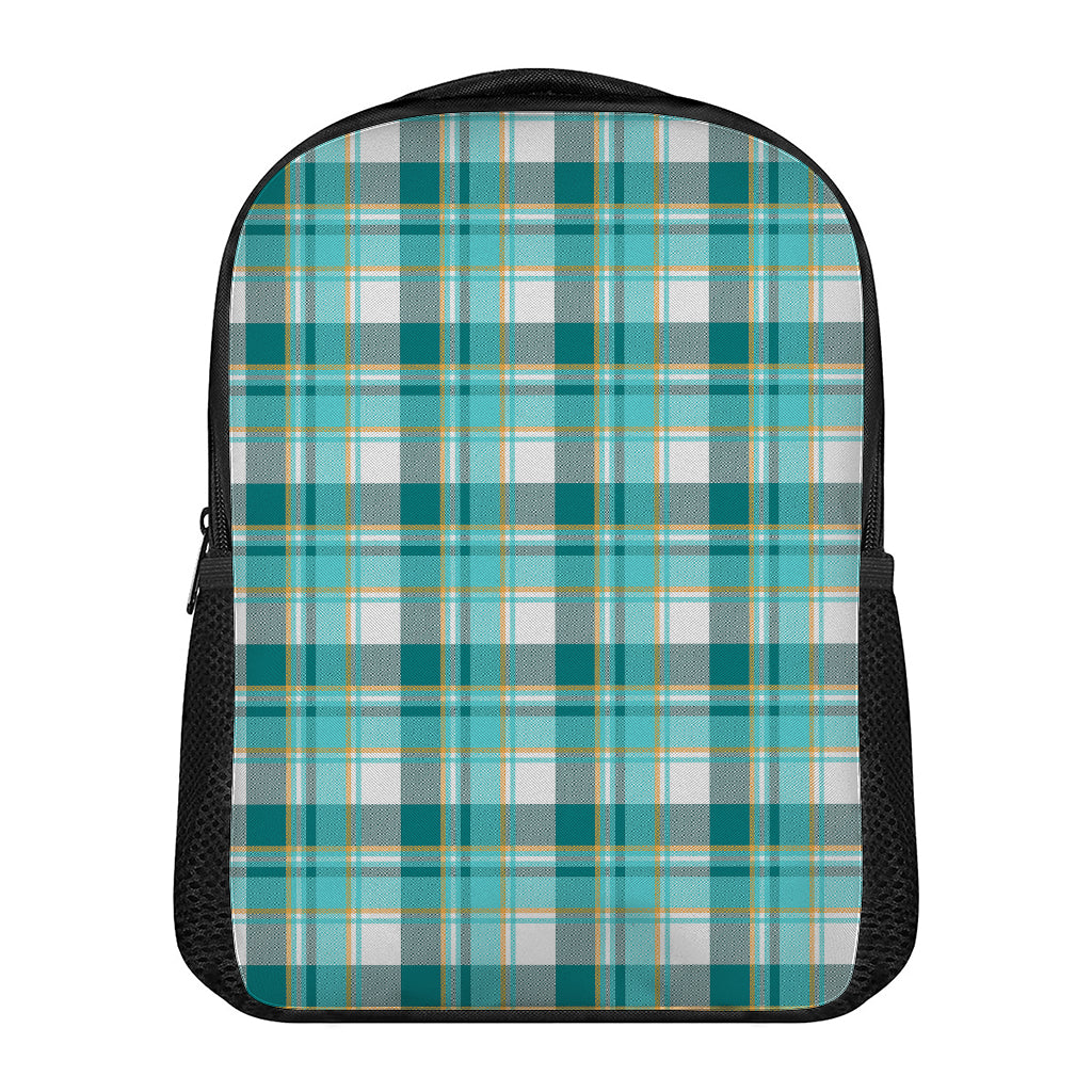 Teal Madras Pattern Print Casual Backpack