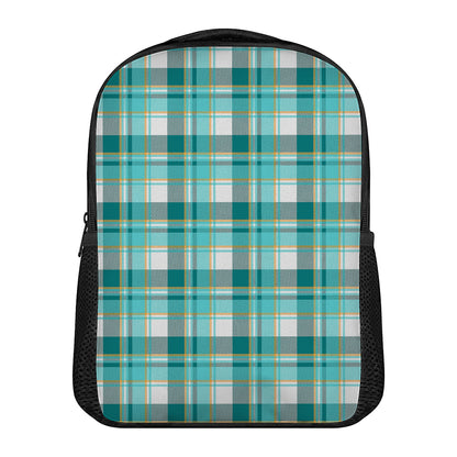 Teal Madras Pattern Print Casual Backpack