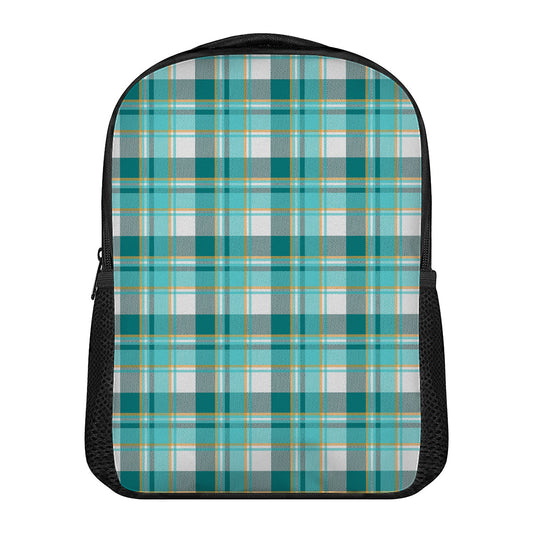 Teal Madras Pattern Print Casual Backpack