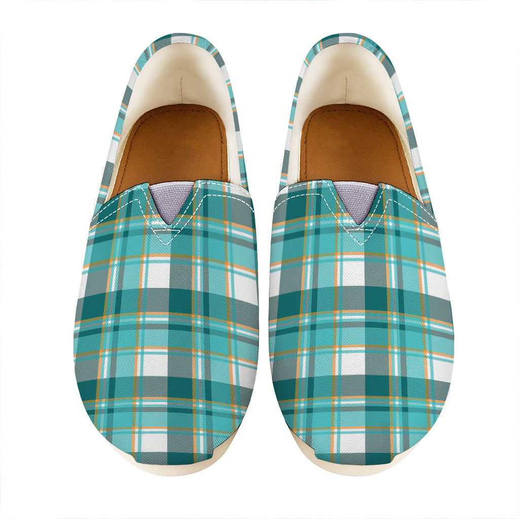 Teal Madras Pattern Print Casual Shoes