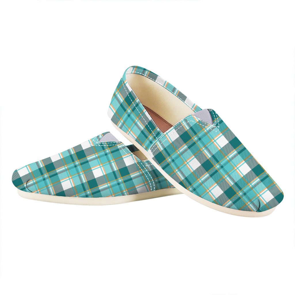 Teal Madras Pattern Print Casual Shoes