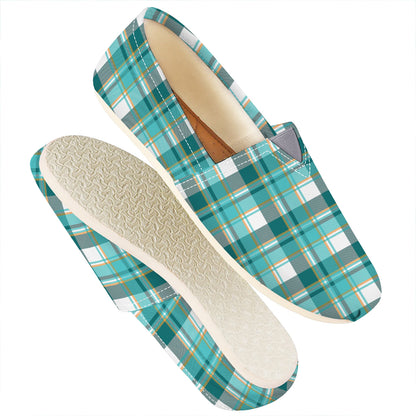 Teal Madras Pattern Print Casual Shoes