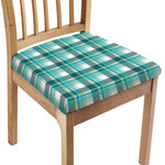 Teal Madras Pattern Print Chair Cushion Cover