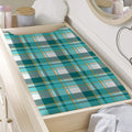 Teal Madras Pattern Print Changing Pad Cover