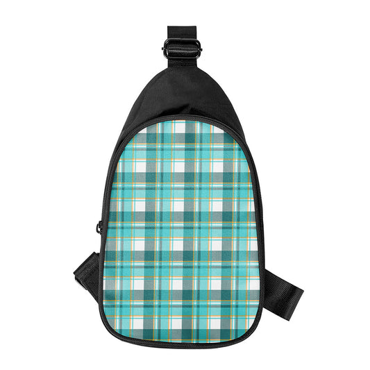 Teal Madras Pattern Print Chest Bag