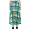 Teal Madras Pattern Print Chiffon Maxi Skirt