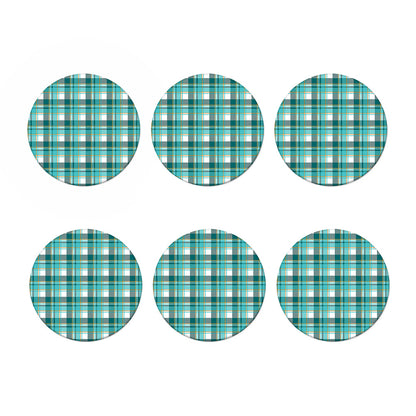 Teal Madras Pattern Print Coaster Set