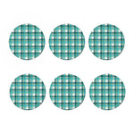 Teal Madras Pattern Print Coaster Set