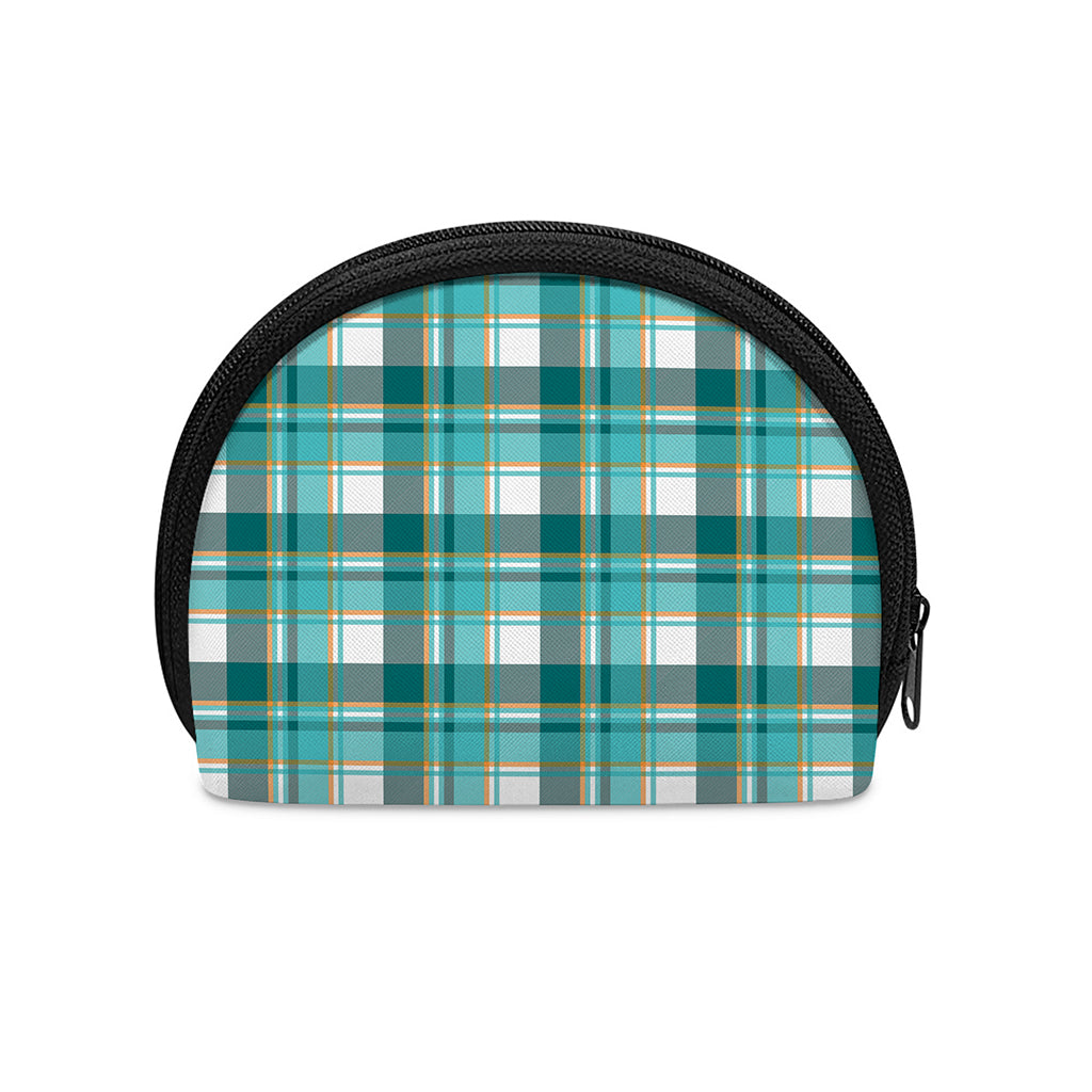 Teal Madras Pattern Print Coin Purse