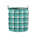 Teal Madras Pattern Print Collapsible Laundry Basket