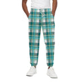 Teal Madras Pattern Print Cotton Sweatpants