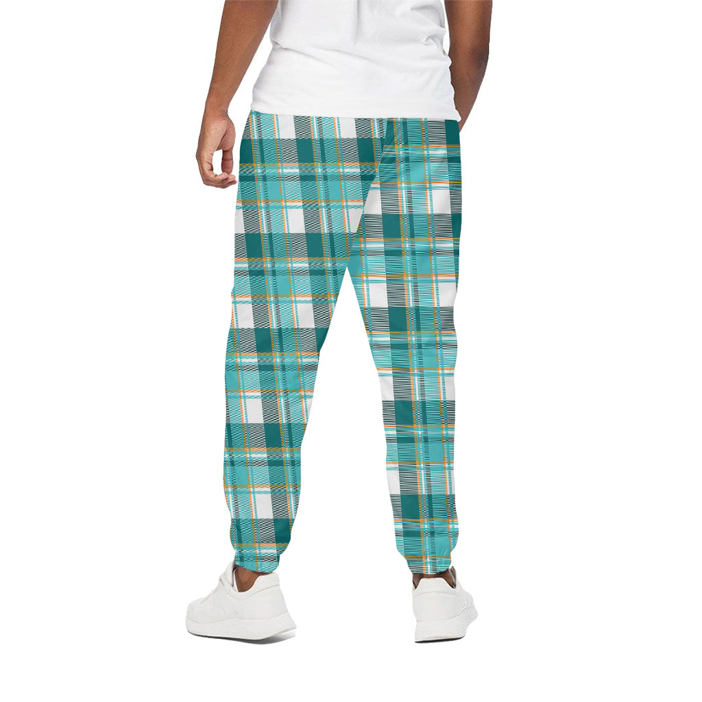 Teal Madras Pattern Print Cotton Pants