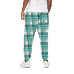 Teal Madras Pattern Print Cotton Pants