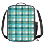 Teal Madras Pattern Print Crossbody Lunch Bag