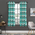 Teal Madras Pattern Print Grommet Curtain Panels