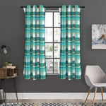 Teal Madras Pattern Print Curtain