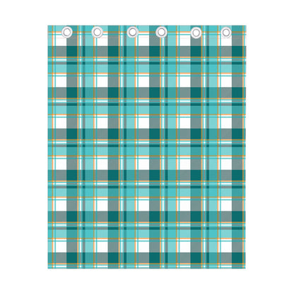 Teal Madras Pattern Print Curtain