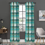 Teal Madras Pattern Print Curtain