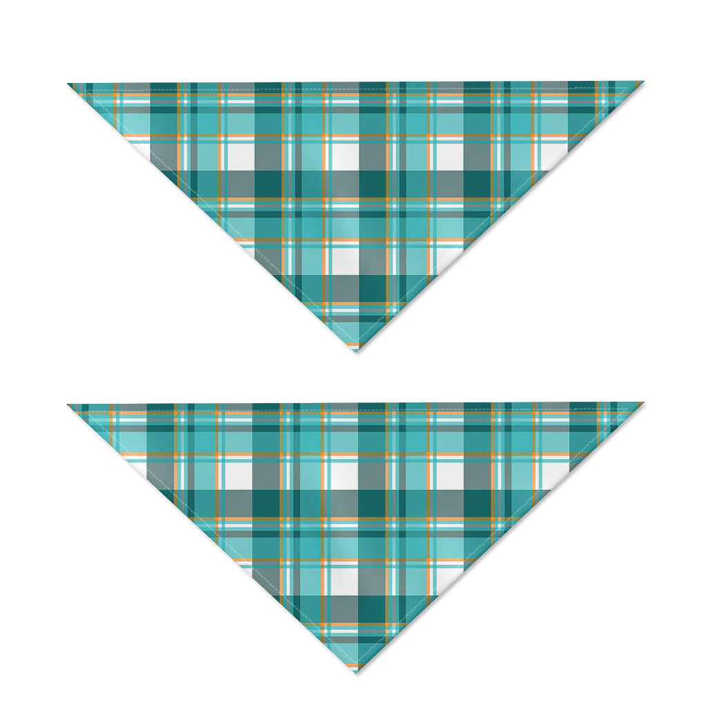 Teal Madras Pattern Print Dog Bandana