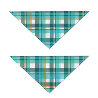 Teal Madras Pattern Print Dog Bandana