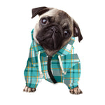 Teal Madras Pattern Print Dog Zip Up Hoodie